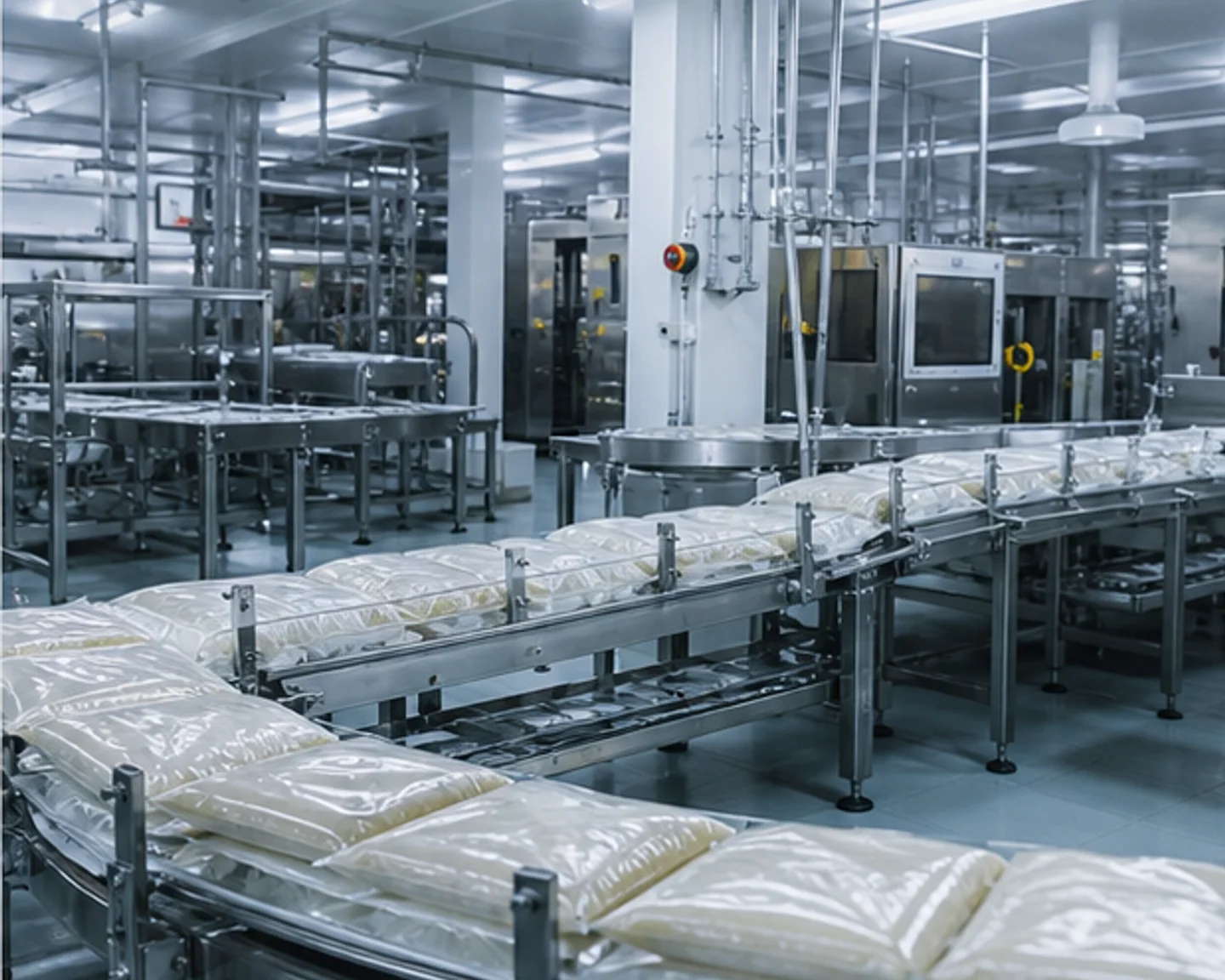 Ambiente limpo e refrigerado de processamento e embalagem de alimentos